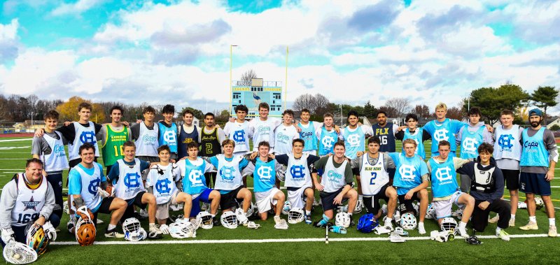 Alumni and current players get together for a group photo at the alumni lacrosse game Nov. 26. In back are (l-r) Mason Trench, Eric Uffelman, Luke D’Ambrogi, Mason Jack, Brooks Leonhartt, Matt Prestipino, Adam Tekman, David Adili-Khams, Jack Schell, Brady Mauro, Joe Coveleski, Burke Healy, Eric Stankofski, Trevor Reed, Marcello Orsini, Brenner Short, Landon Cieniewicz, CJ Callaway and Hank Coveleski. In front are Jeff Trench, Mikey Frederick, Jaxson Holgerson, Pierce Conway, Ryan Morgan, Aidan Wyatt, Patrick Healy, Grant Conway, Finbar Rishko, Hank D’Ambrogi, Tate Mauro, Marshall Keys and Patrick Little. DAVE FREDERICK PHOTOS